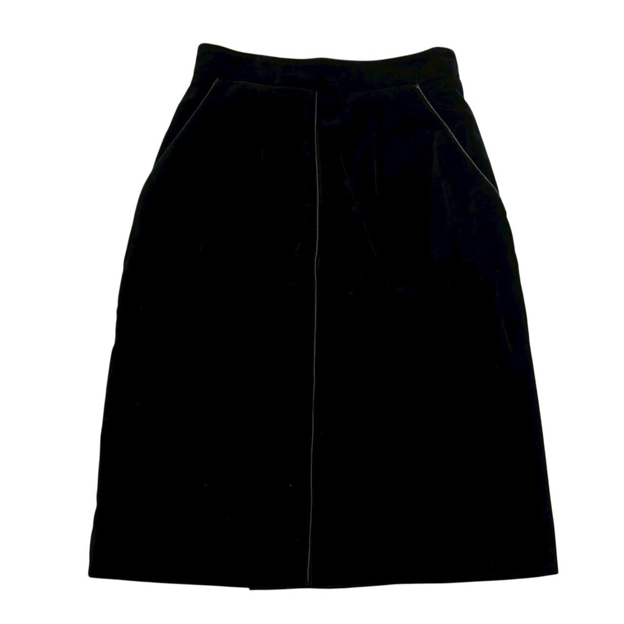LANVIN ランバン ベルベットタイトスカート 黒 ブラック ベルベット タイトスカート 膝丈 レディース サイズ07 Mサイズ