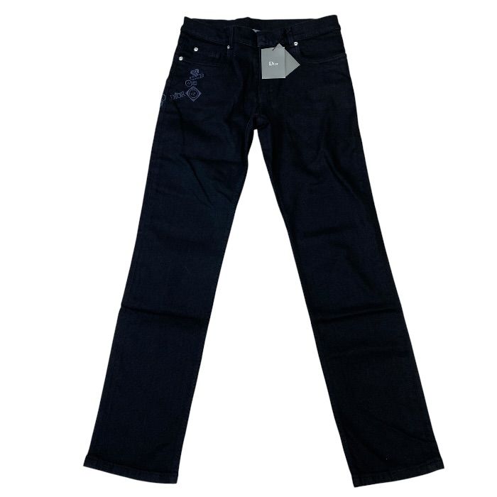 Unused Dior Embroidered Denim Pants Bottoms Logo Black Cotton 0WBK22PAN4 DIOR HOMME [Size 12] Elegant, Refined, Luxurious, Simple, Classic, Popular, Everyday Use