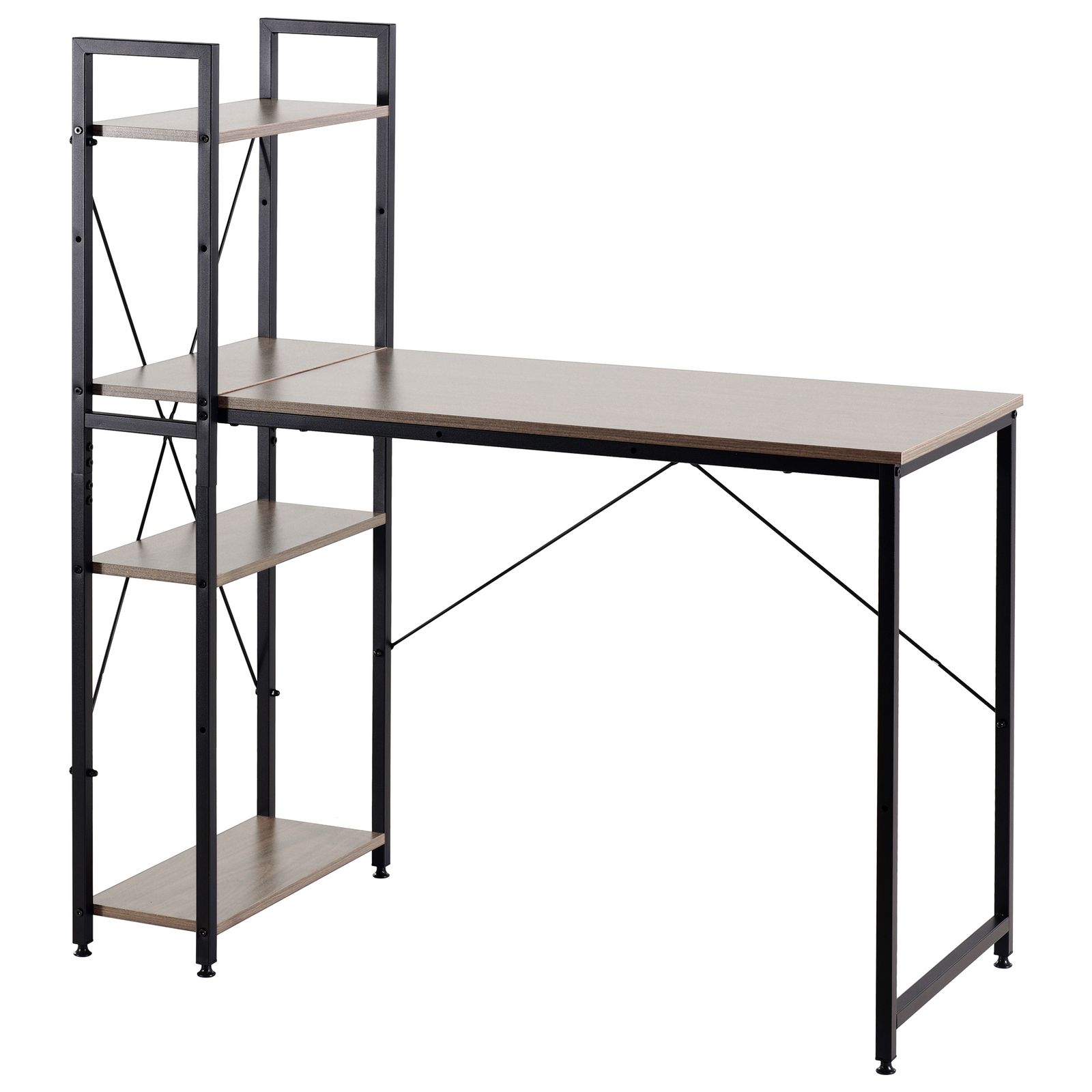 新入荷｜パソコンデスク ラック付き 調整可能　デスク ワークデスク 木製 学習デスク 【グレー】