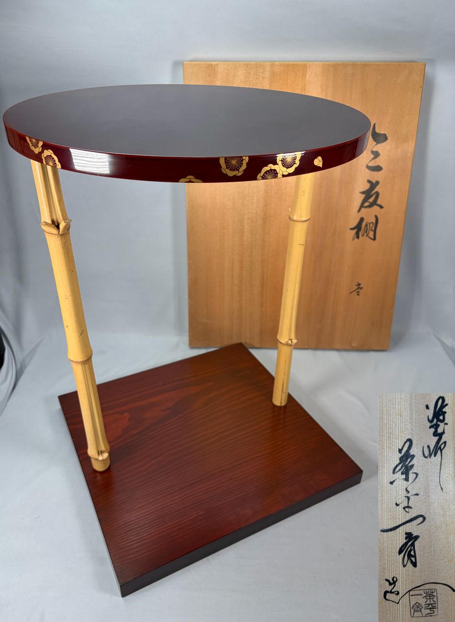 【茶道具】塗師茶平一斎造　三千家好　三友棚　茶棚　棚552