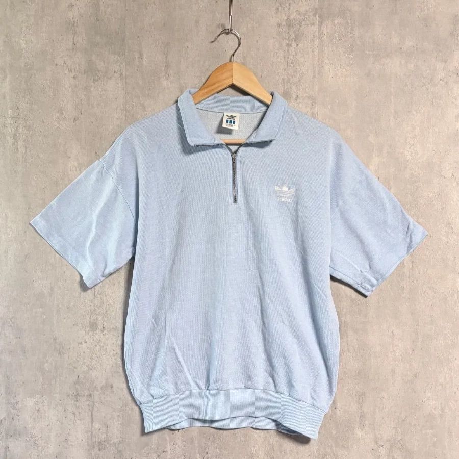 激レア 80s アディダス デサント ハーフジップ 半袖 スウェット L