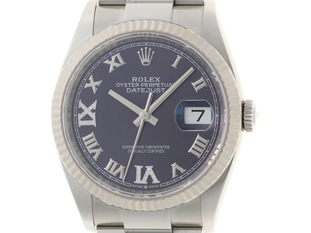 ROLEX ロレックス デイトジャスト36 126234 腕時計 ステンレススチール/K18ホワイトゴールド バイオレットVIIXダイヤモンド文字盤 レディース【中古】【472】SJ