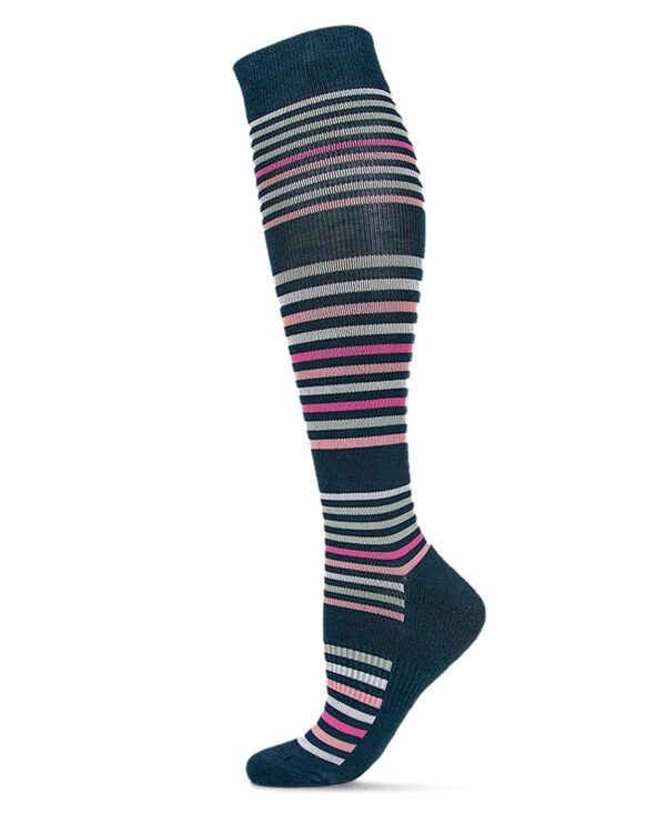 メモイ レディース アンダーウェア 靴下 MeMoi Womens Classic Stripes 815mmHg Graduated Compression Socks MFY06346 Navy ネイビー