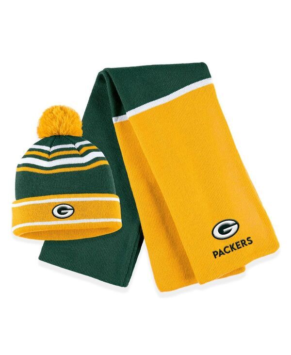 ウェア バイ エリン アンドルーズ レディース アクセサリー 帽子 カラーブロック ニット WEAR by Erin Andrews Womens Green Bay Packers Colorblock Cuffed Knit Hat with Pom an