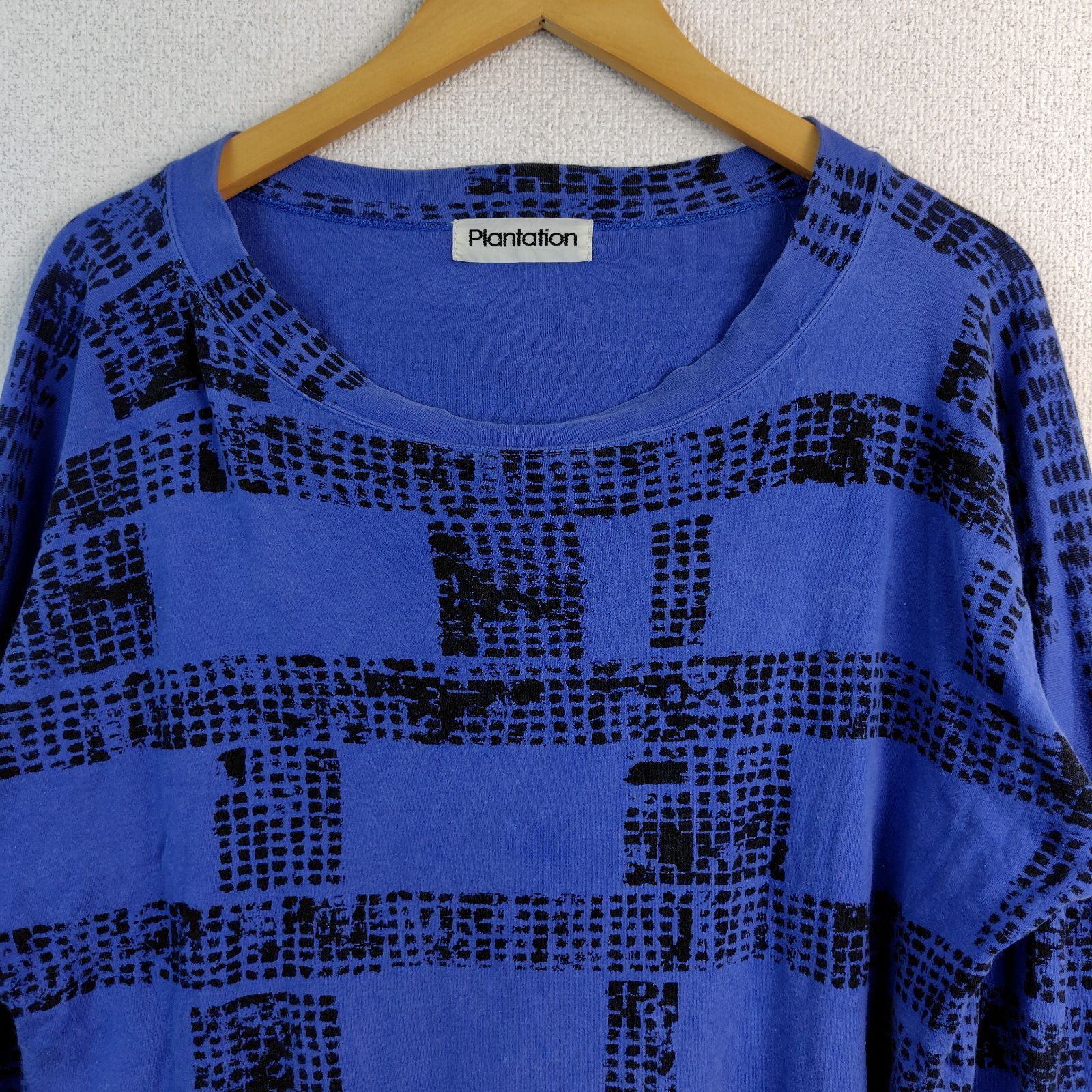 Plantation プランテーション 長袖 Tシャツ 総柄 ブルー レディース 