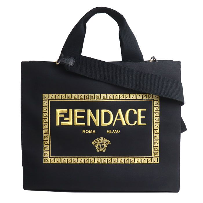 VERSACE ヴェルサーチ ×FENDI フェンダーチェ 2Wayショルダーバッグ ブラック ゴールド 7VA558 AJIA F0FQV ユニセックス【中古】 VERSACE ヴェルサーチ ×FENDI フェンダーチェ 2Wayショルダーバッグ