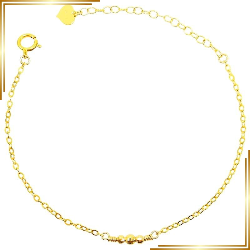 【新品】 ロイヤルジュエリー 18k 3粒ミラーカットリング 14KGFチェーン ブレスレット アンクレット (24) 1