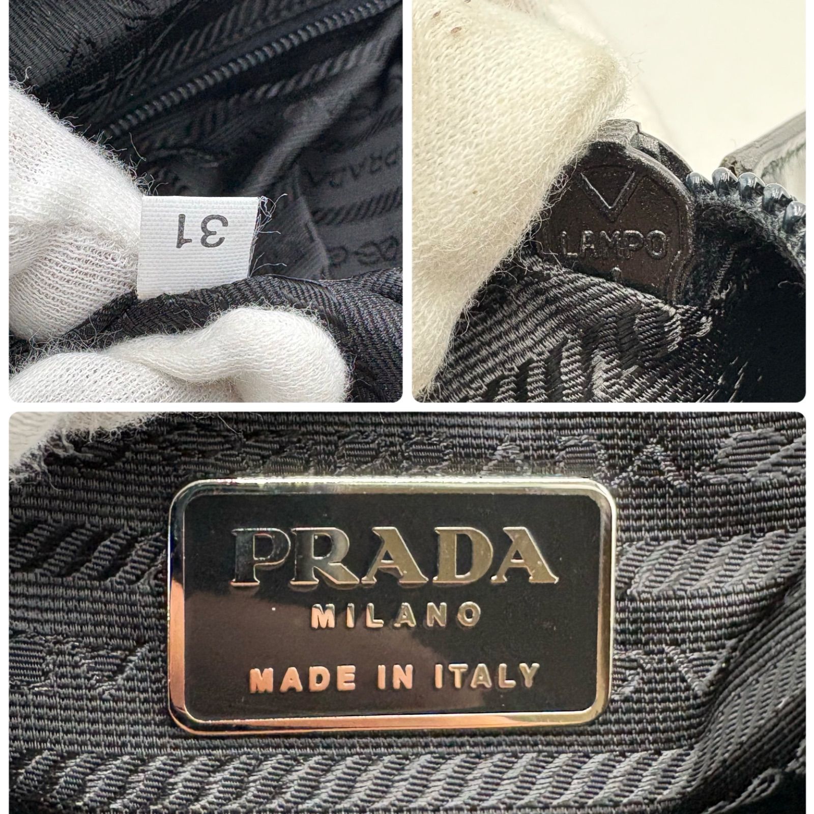 Auth Prada Y2K NAPPA FIBBIE Bowling Tote Bag Leather Mesh B10510 