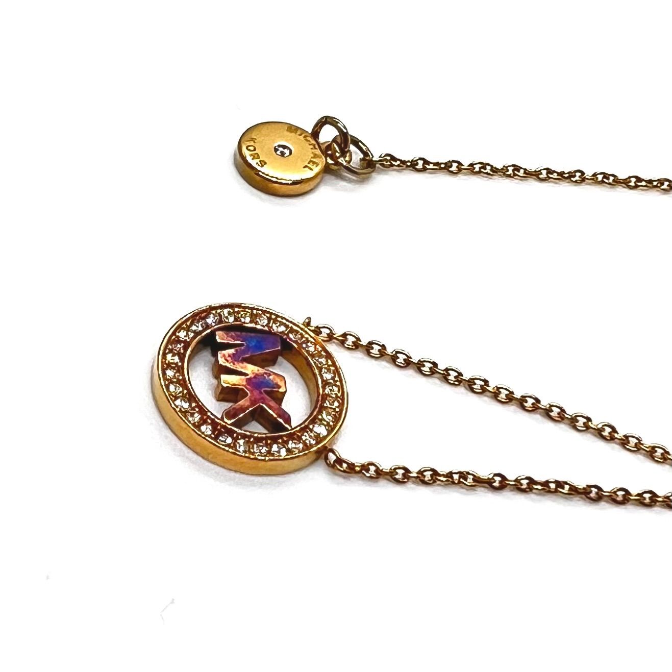 美品☆ MICHAEL KORS マイケルコース ネックレス MK ロゴ サークル 