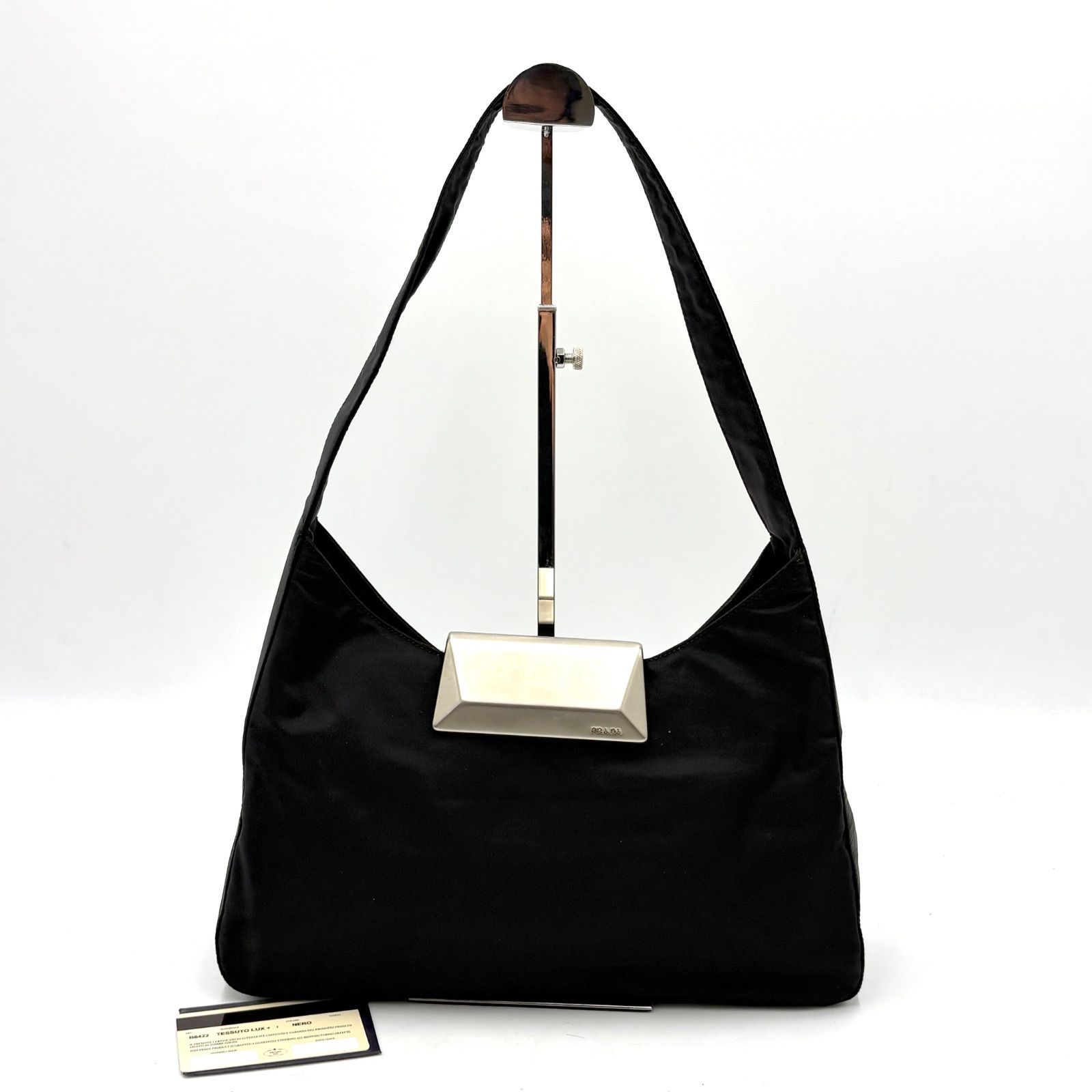 Auth PRADA FW1997 Y2K Nylon Shoulder Bag Black B8422 With GC 