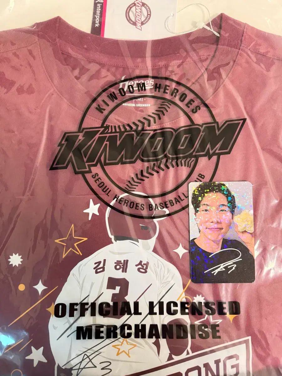 KIWOOM キウム ヒーローズ 出身 エルエー ドジャーズ 金 慧成₍キム・ヘソン) バーガンディ プレイヤー Tシャツ トレカ