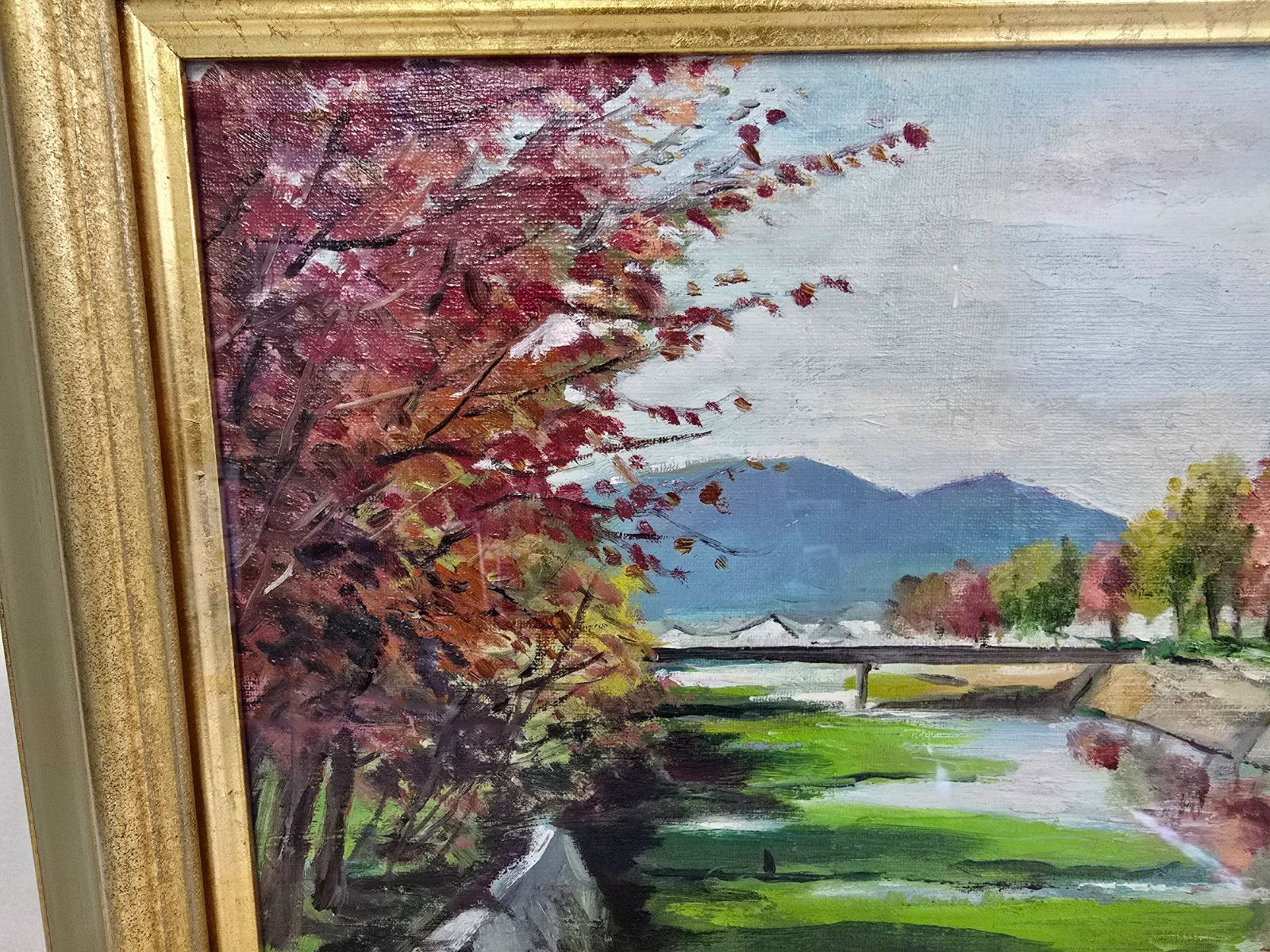 【中古】【真作】M▽野々村晃 油彩 絵画 額縁 F6 近江路 芹川秋訪 (38228) 【中古】【真作】M▽野々村晃 油彩 絵画 額縁 F6 近江路 芹川秋訪 (38228)
