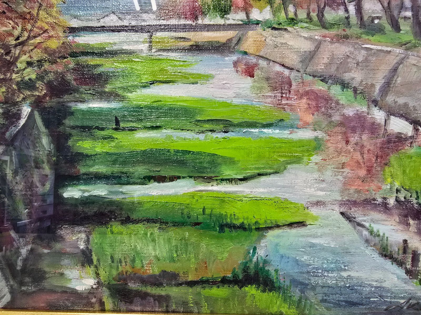 【中古】【真作】M▽野々村晃 油彩 絵画 額縁 F6 近江路 芹川秋訪 (38228) 【中古】【真作】M▽野々村晃 油彩 絵画 額縁 F6 近江路 芹川秋訪 (38228)
