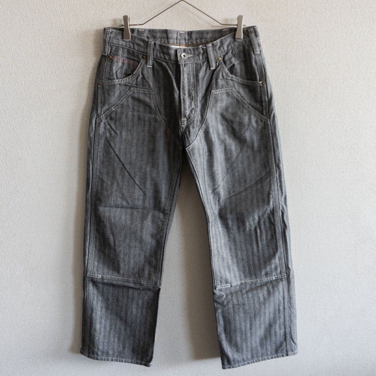 美品】IRON HEART【10.5oz ヘリンボーン ダブルニー ロガージーンズ