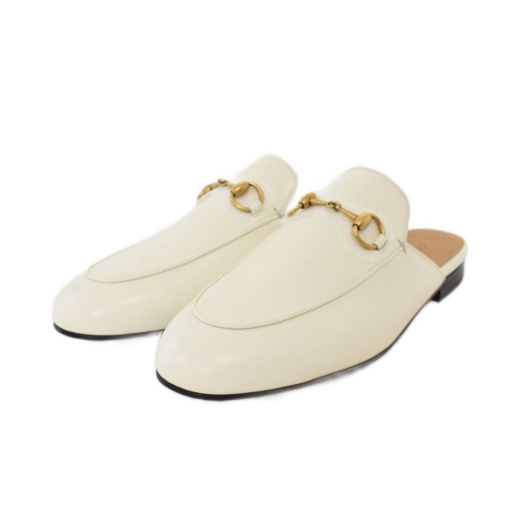 グッチ GUCCI プリンスタウン ミュール レザー 36 白 ホワイト 423513 ☆AA★