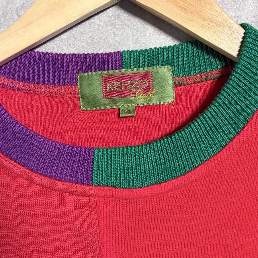 極希少/90s】KENZO GOLF クレイジーパターン スウェット M 赤 刺繍