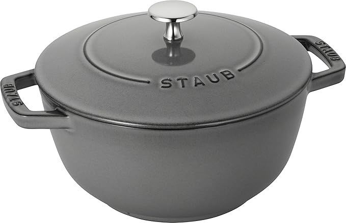staub ストウブ 「 ワナベ グレー L 20cm 」 両手 鋳物 ホーロー 鍋 炊飯 3合 IH対応 Wa-NABE 40501-010
