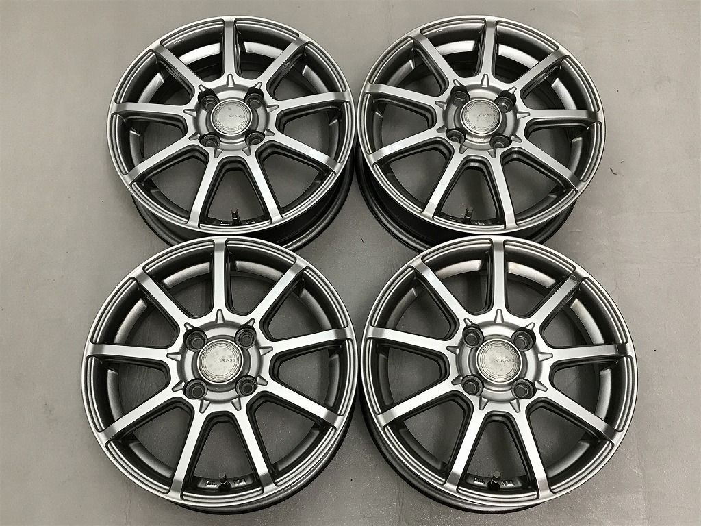 ◎傷少美品 14inc 4.5J +45 100/4H 即納 個人宅OK 4本 検) スペーシア ワゴンR アルト N-BOX N-WGN タント ムーヴ ミラ デイズ ルークス ek