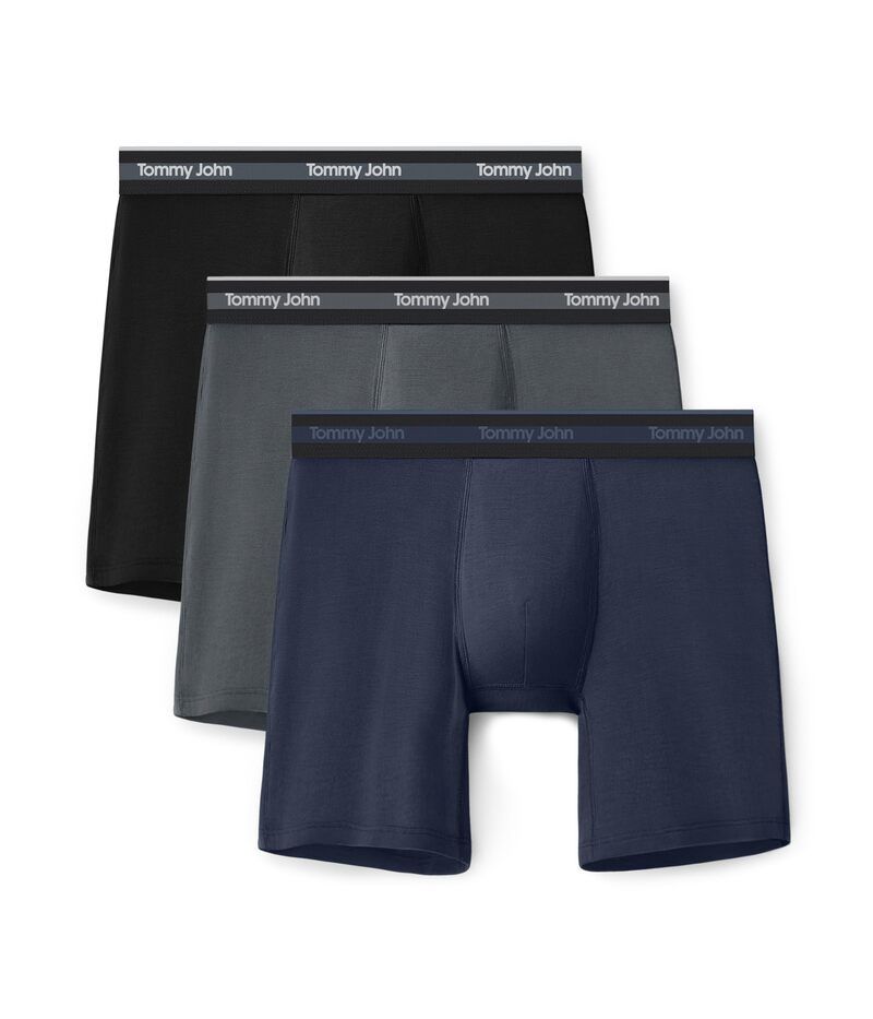 トミージョン メンズ アンダーウェア ボクサーパンツ Tommy John Comfort Micro 6 Boxer Brief 3Pack Black Turbulen ブラック