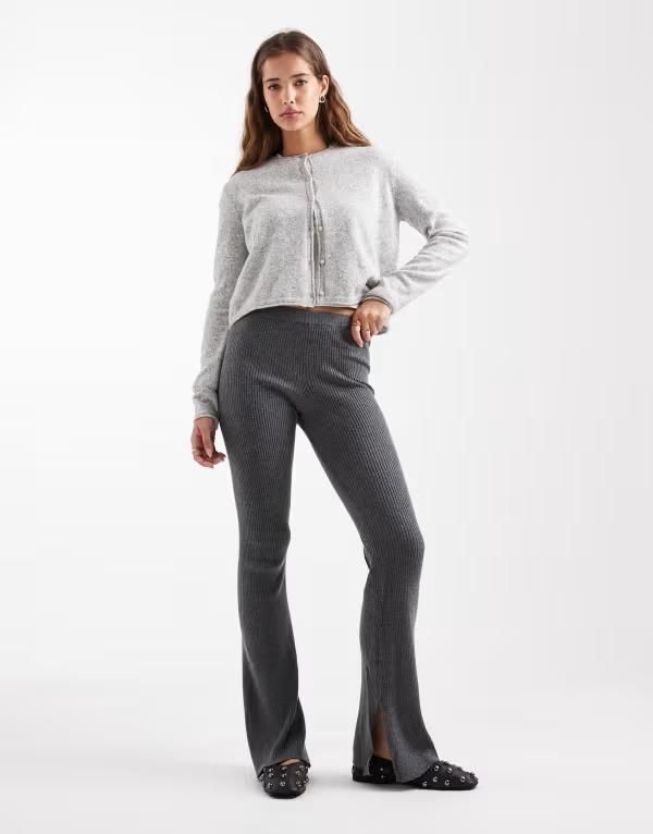 マンゴ レディース ボトムス レギンス Tシャツ Mango Teen flared leggings Gray グレー