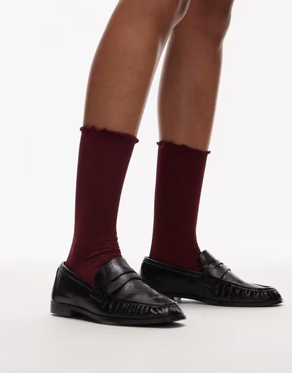 アンドアザーストーリーズ レディース アンダーウェア 靴下 Other Stories glitter frill socks burgundy バーガンディ
