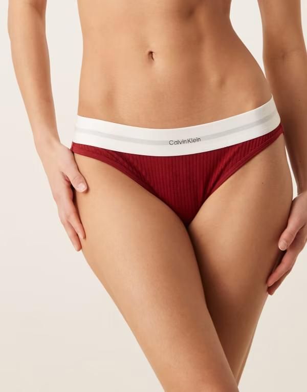 カルバンクライン レディース アンダーウェア ブリーフパンツ コットン Calvin Klein Cotton Modal Ribikini briefs Burgundy バーガンディ
