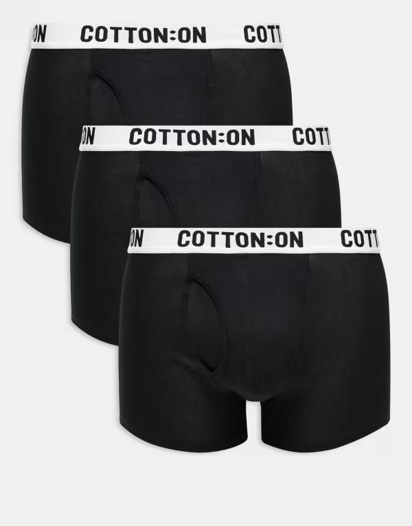 コットンオン メンズ アンダーウェア ブリーフパンツ コットン CottonOn Cotton On 3 pack boxers Black ブラック