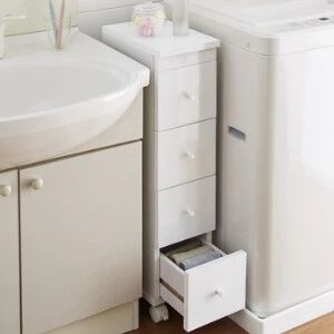 完成品 スリムワゴン ホワイト キッチン 洗面所 ランドリー バスルーム トイ隙間収納
