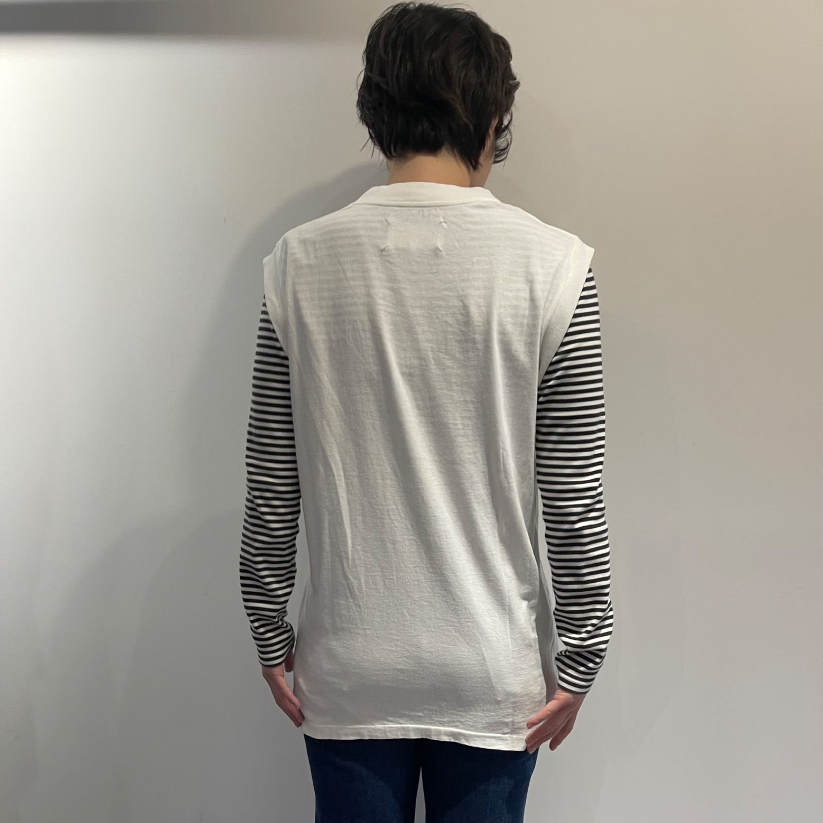 【良品】Maison Margiela 1 10 ノースリーブ カットソー ホワイト メゾンマルジェラ メンズ レディース