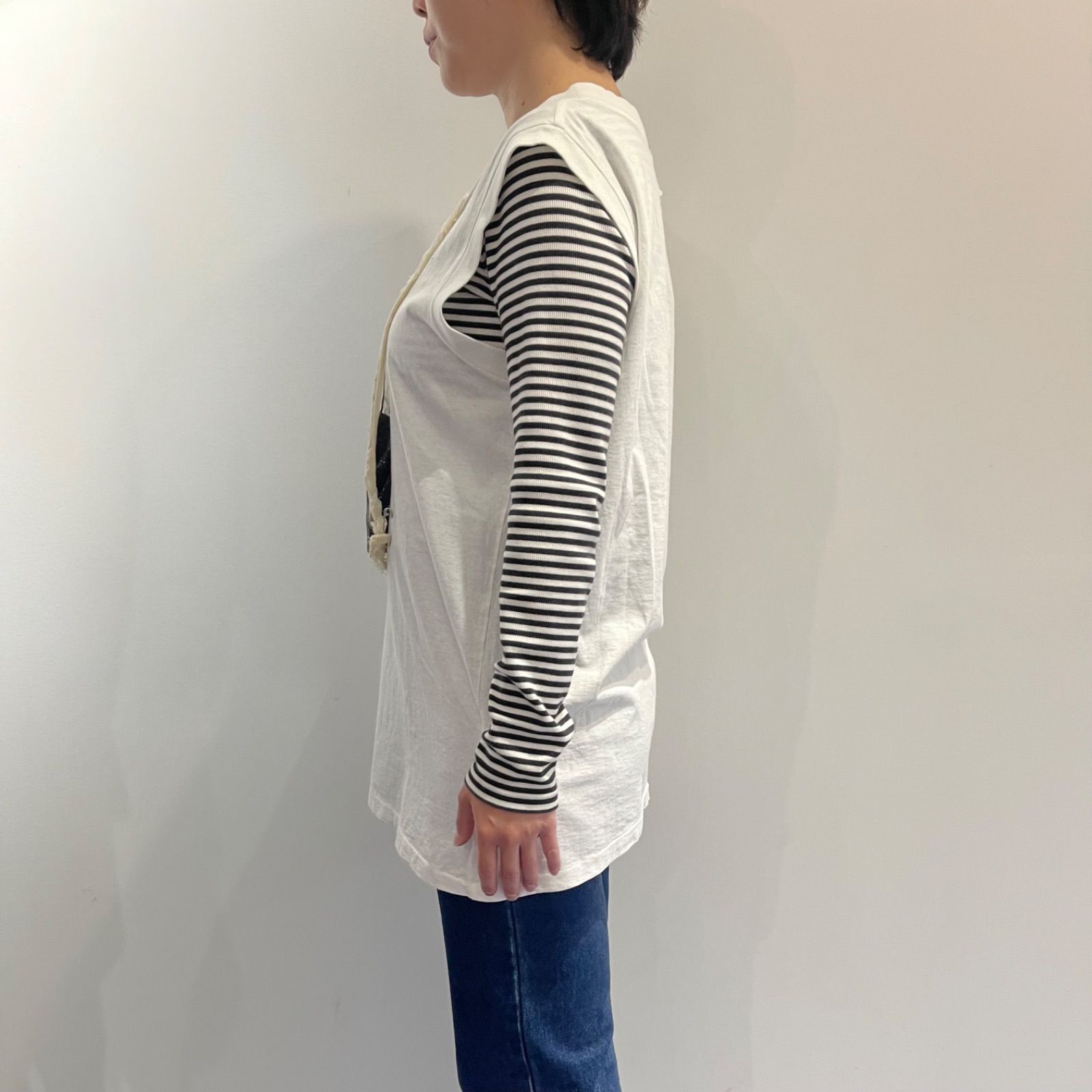 【良品】Maison Margiela 1 10 ノースリーブ カットソー ホワイト メゾンマルジェラ メンズ レディース