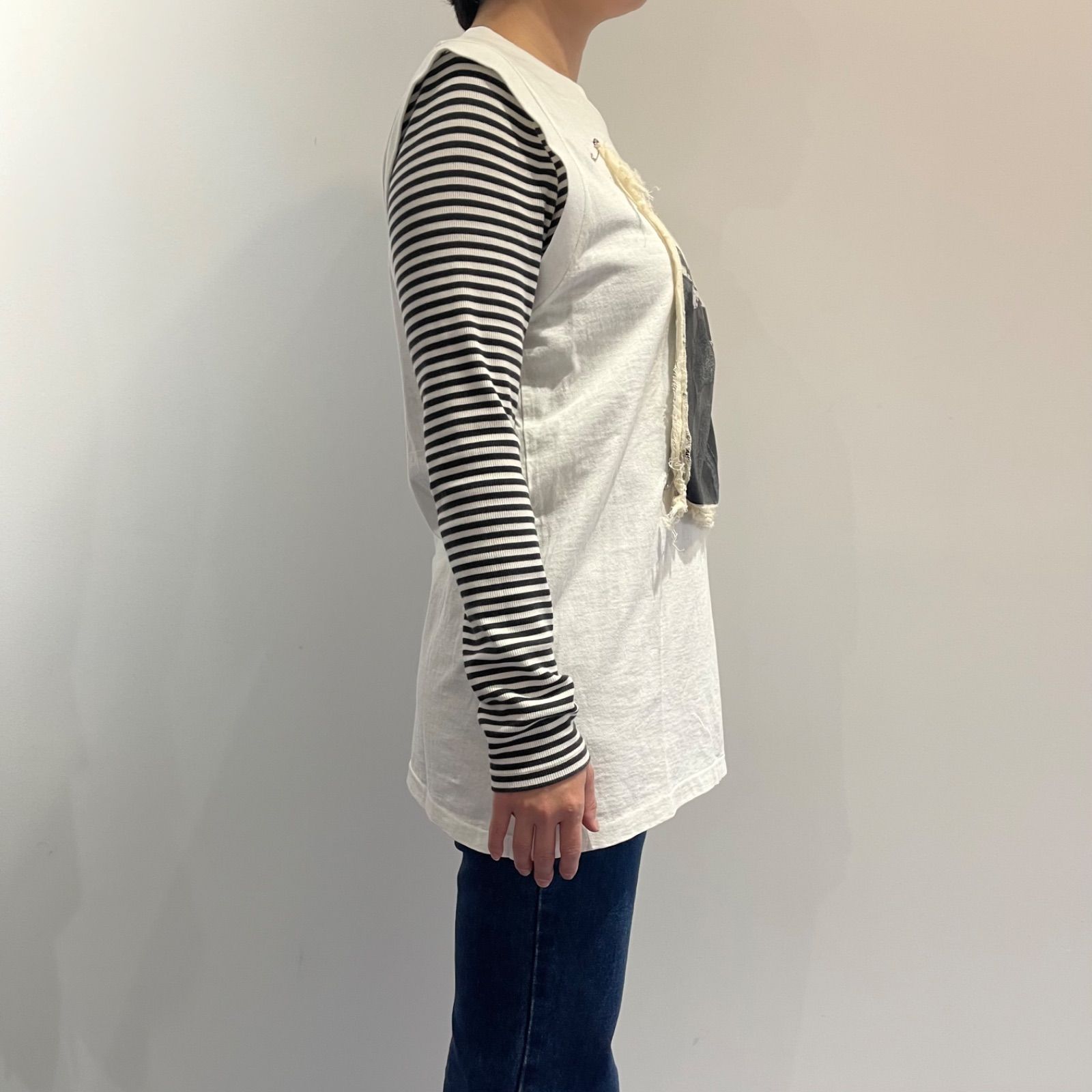 【良品】Maison Margiela 1 10 ノースリーブ カットソー ホワイト メゾンマルジェラ メンズ レディース