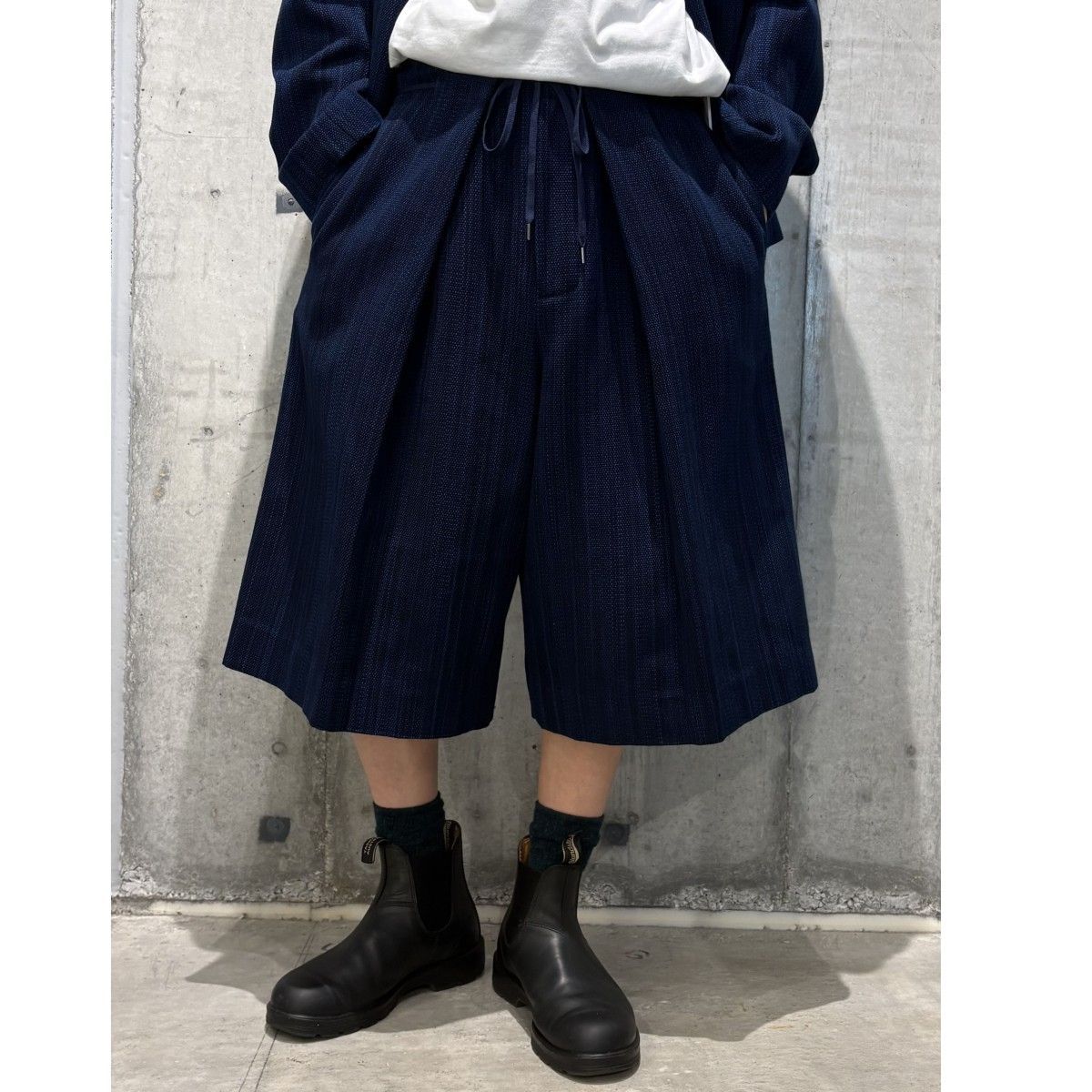最新作，2025 KUON 25AW Aizome Sashiko 3／4 Hakama Trousers藍染め