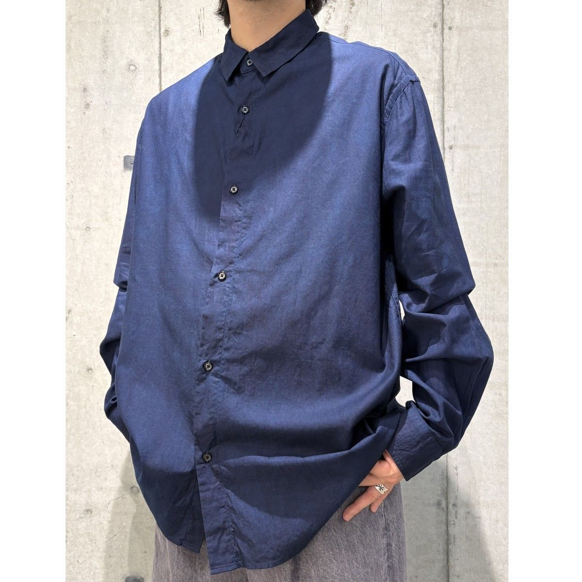 KUON Regular Collar Shirt-Aizome Dark-オーバーサイズレギュラーカラー藍染めダークシャツ 8069000145151