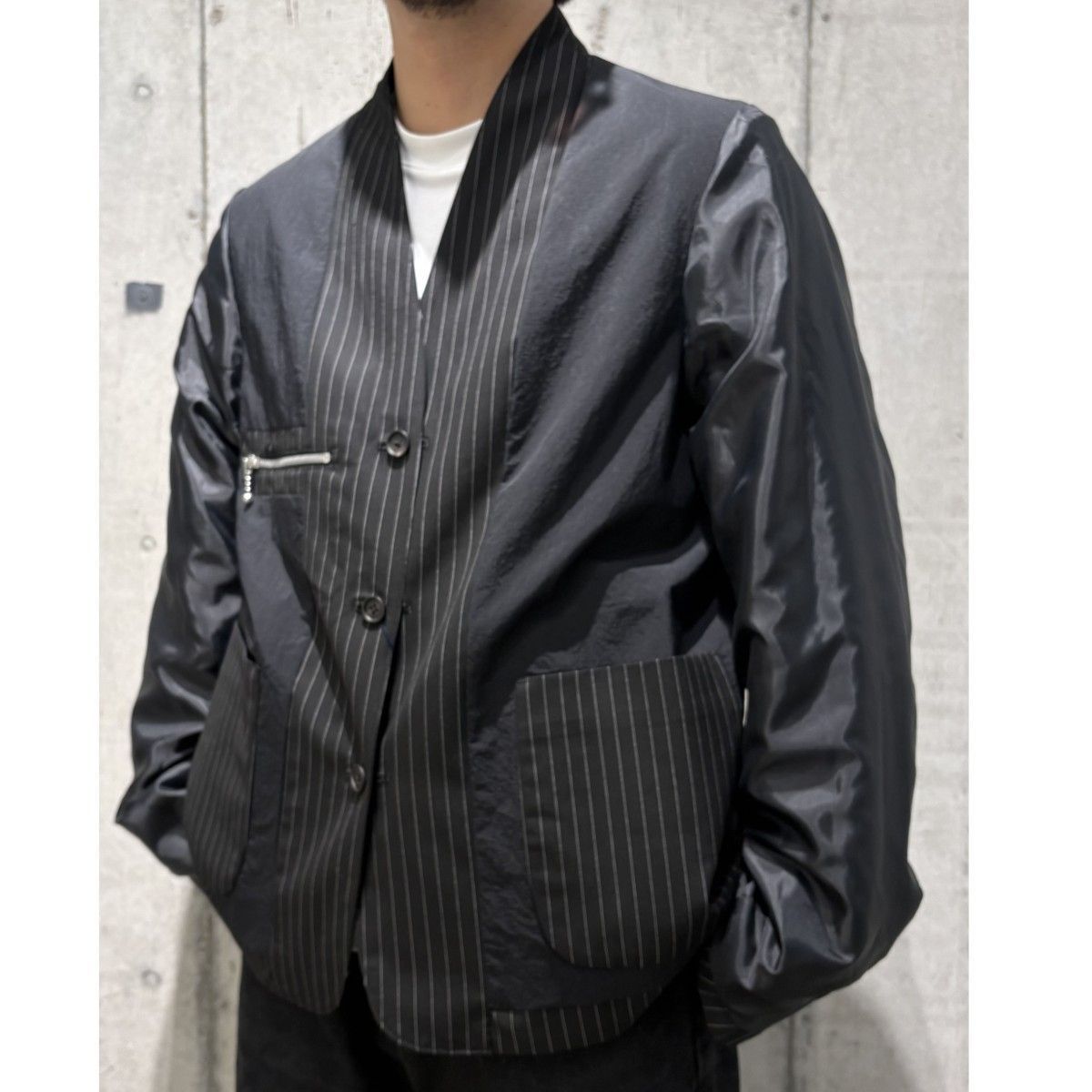 KUON Reversible Kimono Collar Blazerリバーシブル着物キモノノー 