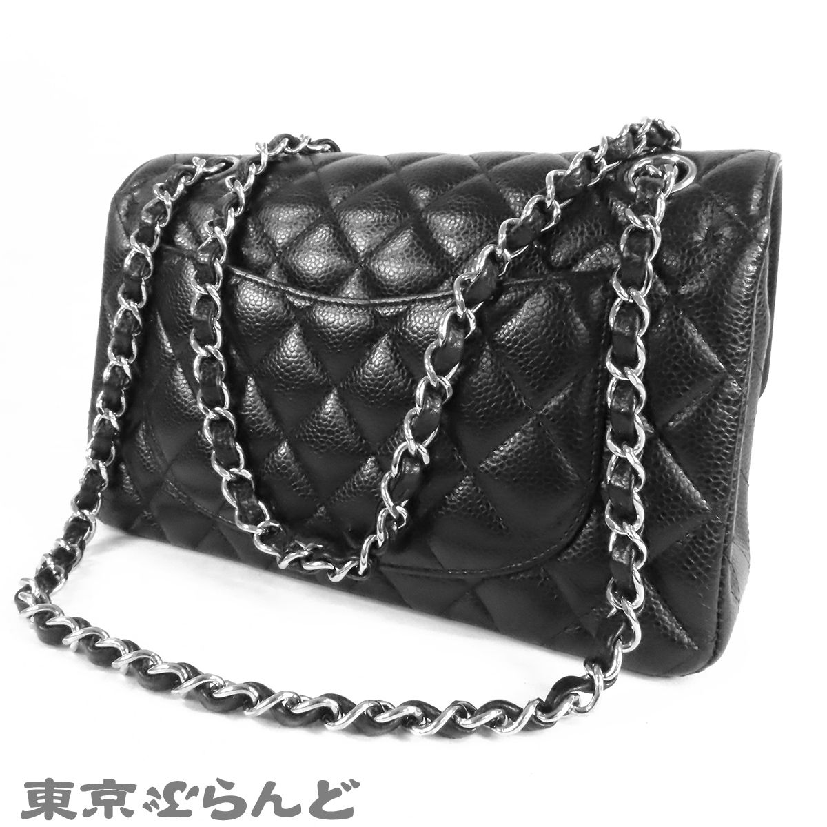 シャネル CHANEL A01113 ブラック 黒 シルバー金具 キャビアスキン 