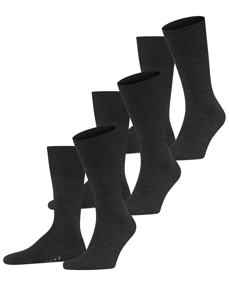 ファルケ メンズ アンダーウェア 靴下 ウール Falke Airport Wool Blend Crew Socks Pack of 3 Anthracite Melange