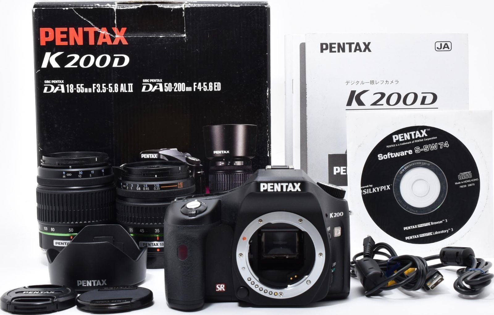 D12[7606]8 ペンタックス PENTAX K200D SR ボディ ダブルズームキット 