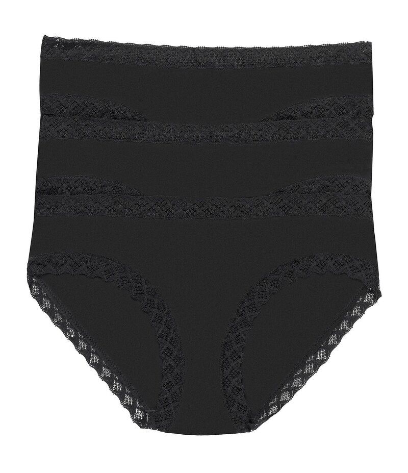 ナトリ レディース アンダーウェア パンツ レーストリム レース Natori Bliss Girl Lace Trim Brief Panty 3Pack Black ブラック