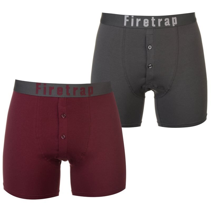 ファイヤートラップ メンズ アンダーウェア ボクサーパンツ Firetrap 2 Pack Boxers Grey Wine グレー