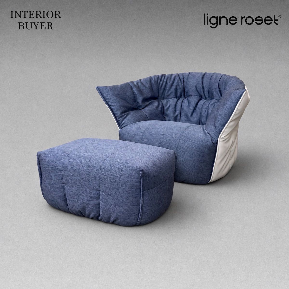 ligne roset リーン・ロゼ BRIGANTIN ブリガンタン 1人掛けソファ オットマン セット ファブリック ブルー ミシェル・デュカロワ 定価37万