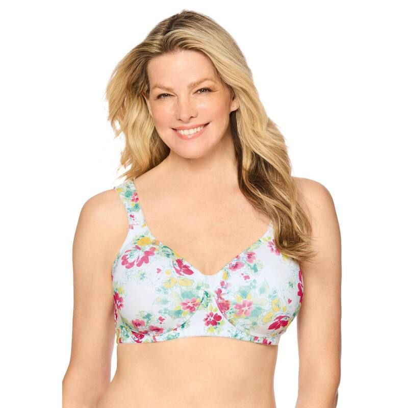 コンフォート チョイス レディース アンダーウェア ブラジャー プラスサイズ Tシャツ コットン Comfort Choice Womens Plusize Cotton Wireless Lightly Padded Tshirt Bra White Bot