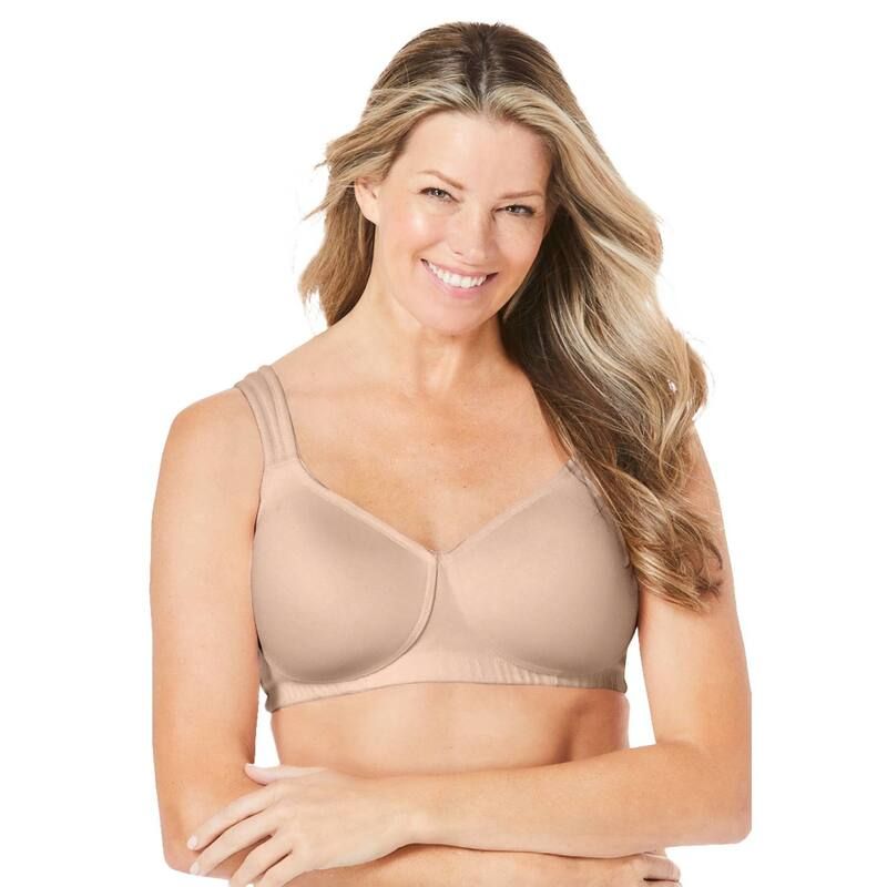 コンフォート チョイス レディース アンダーウェア ブラジャー プラスサイズ Tシャツ コットン Comfort Choice Womens Plusize Cotton Wireless Lightly Padded Tshirt Bra Beige ベージ 12,854円