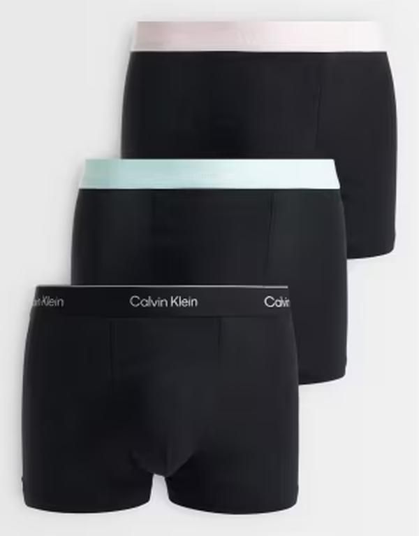 カルバンクライン メンズ アンダーウェア トランクス コットン Calvin Klein Icon Cotton Stretch 3 pack relaxed boxer briefs with colored waistbands BLACK W BLACK