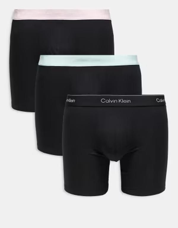 カルバンクライン メンズ アンダーウェア ボクサーパンツ コットン Calvin Klein Icon Cotton Stretch 3 pack boxer briefs with colored waistbands BLACK W BLACK WBBL