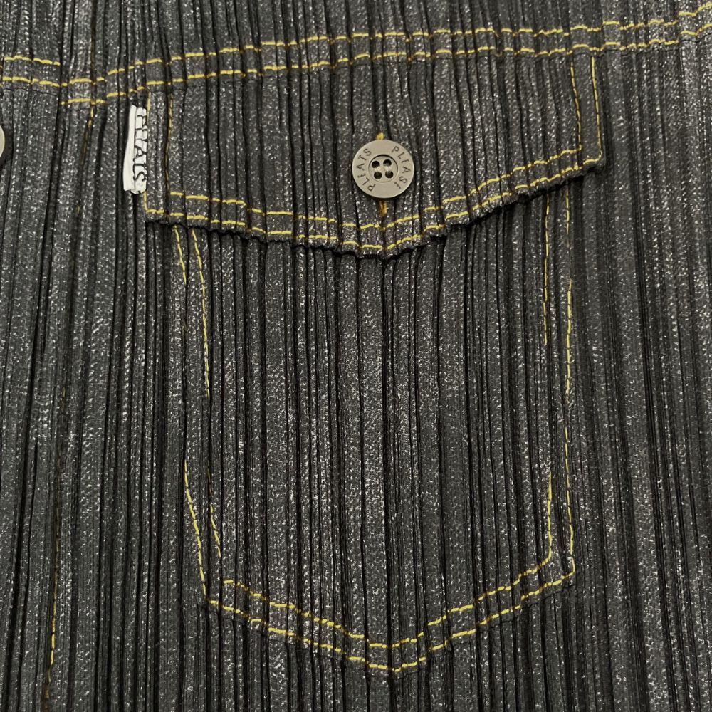 名作】PLEATS PLEASE イッセイミヤケ デニム転写 プリーツ ジャケット