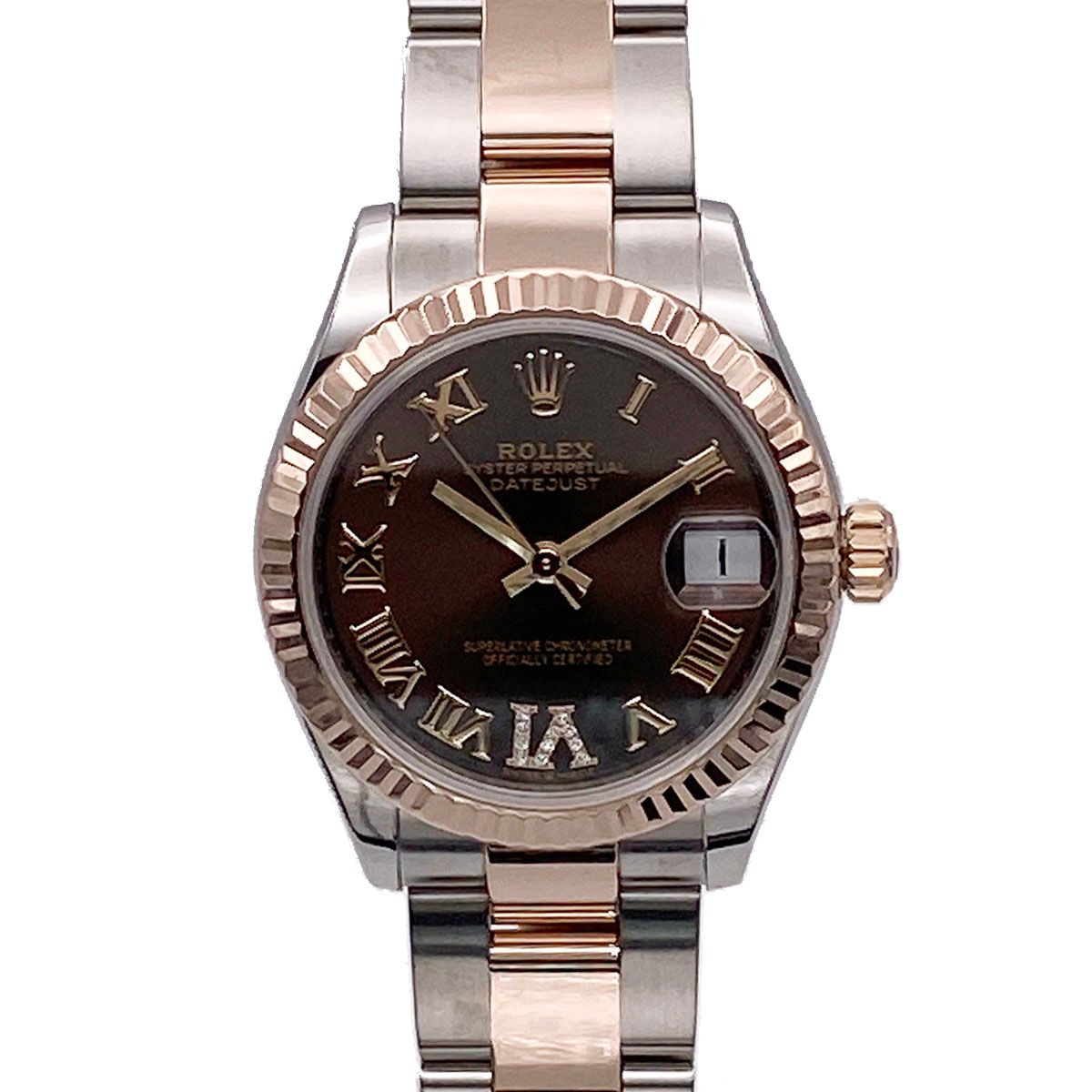 ROLEX ロレックス デイトジャスト 31 VI ダイヤ PG/SS チョコ 自動巻き 