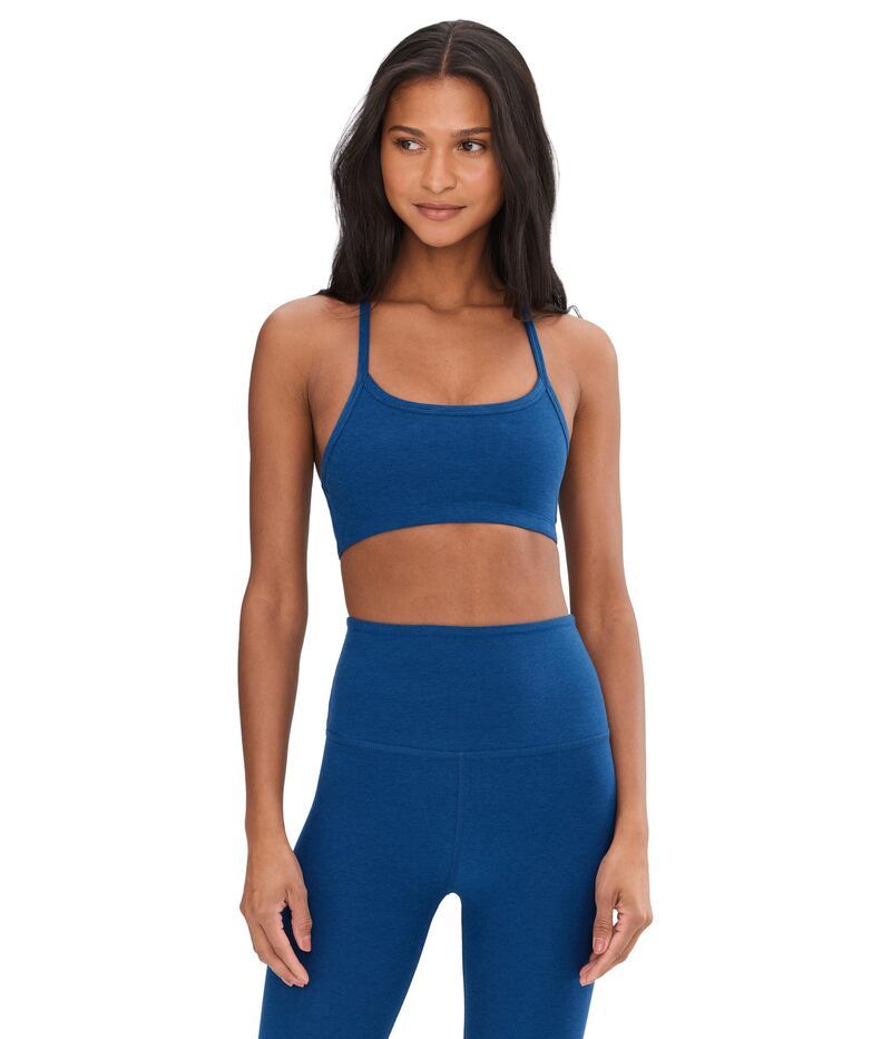 ビヨンドヨガ レディース アンダーウェア ブラジャー Beyond Yoga Spacedye Slim Racerback Medium Support Bra Marine Blue Heather ヘザー