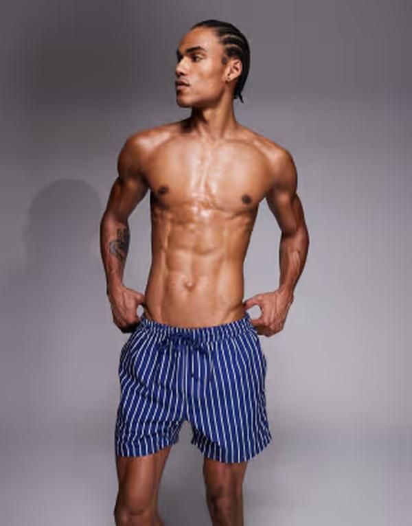 サウスビーチ メンズ 水着 ハーフパンツ・ショーツ ショートパンツ South Beach swim shortstripes Navy stripe ネイビー