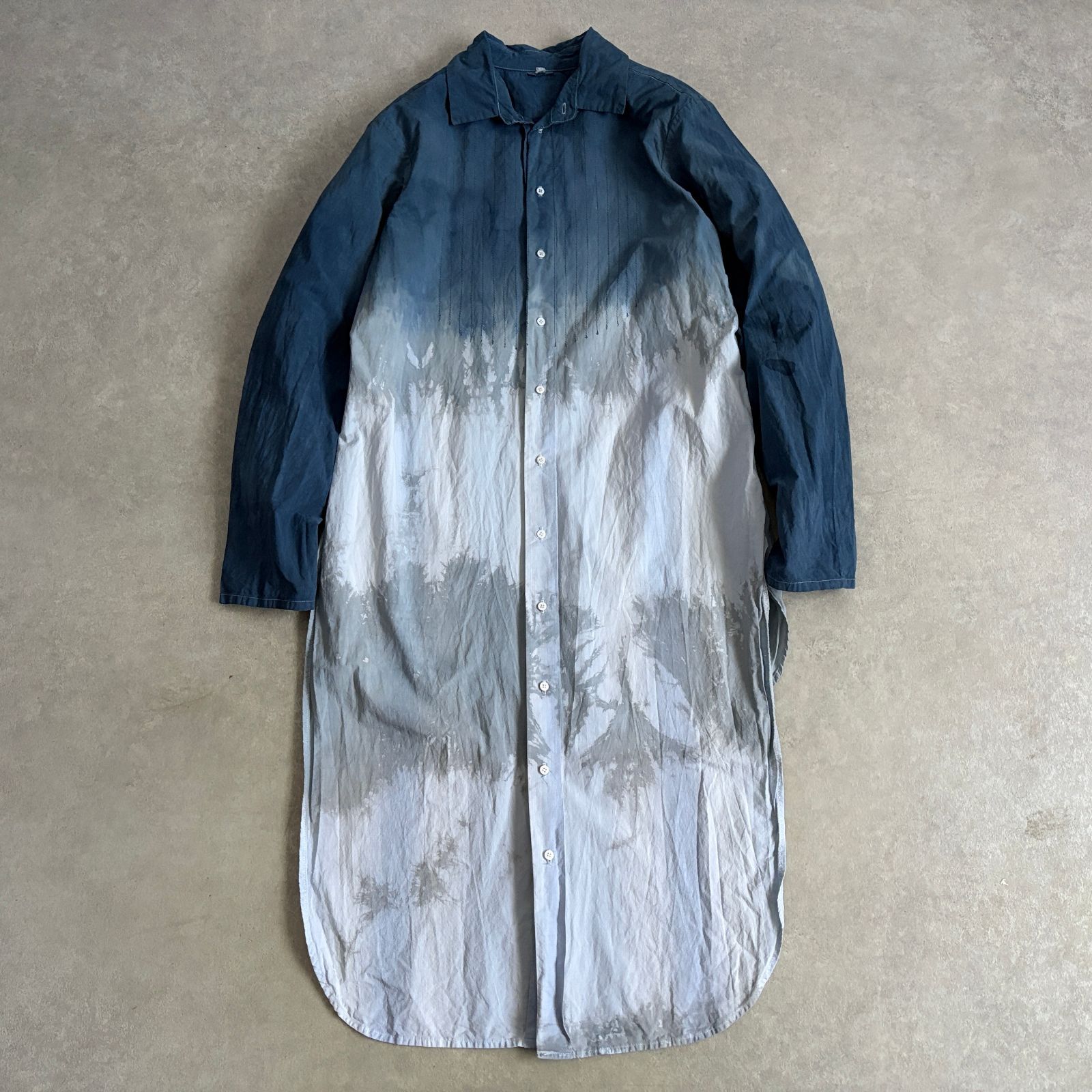 定価8万 MARC LE BIHAN 逆燕尾型 グラデーション染め ロング シャツ 