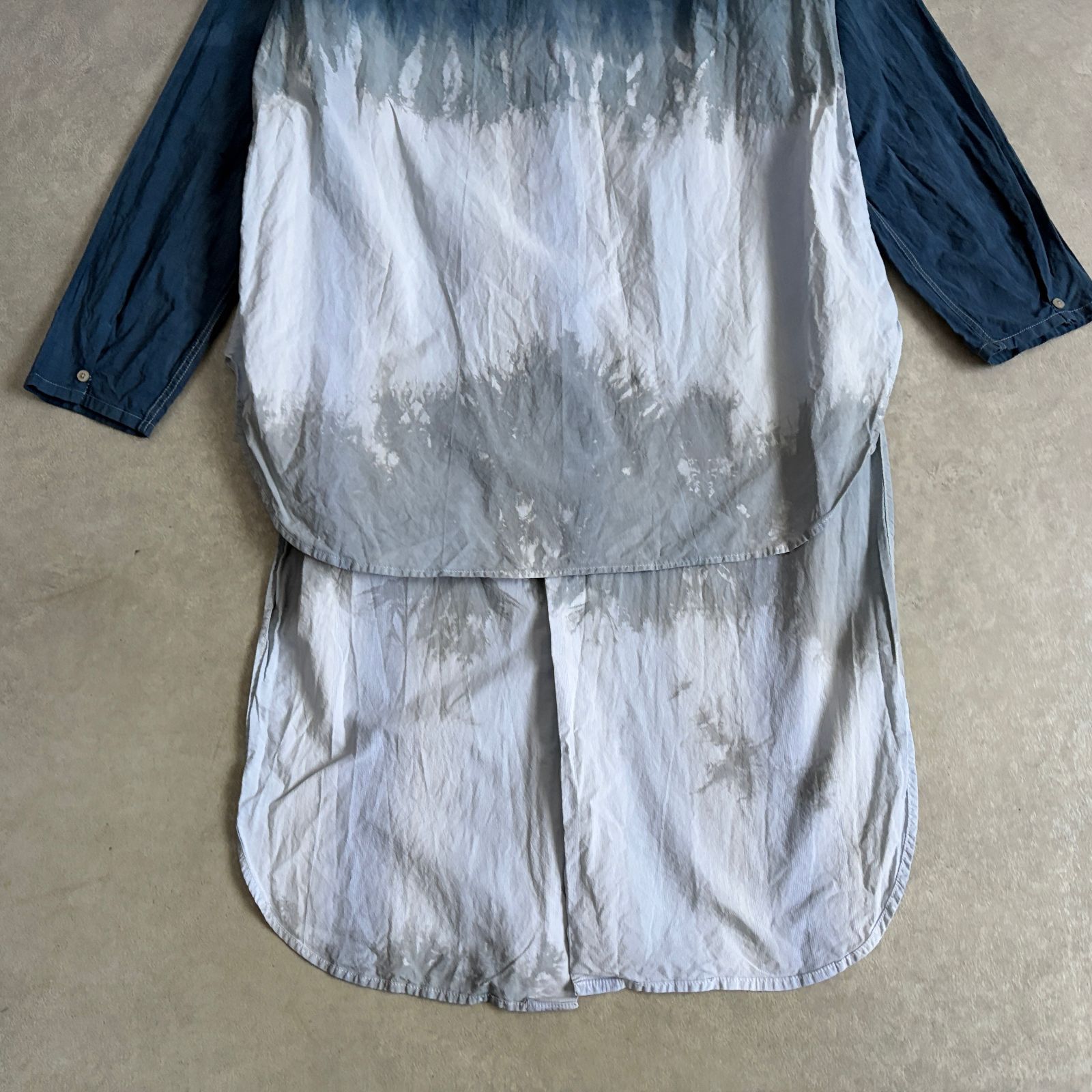定価8万 MARC LE BIHAN 逆燕尾型 グラデーション染め ロング シャツ 